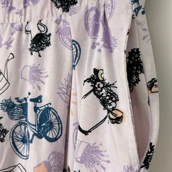 LulaRoe Madison Pastel Bicycle Print Pleated Skirt 3XL Purple Pockets Midi - Picture 4 of 7